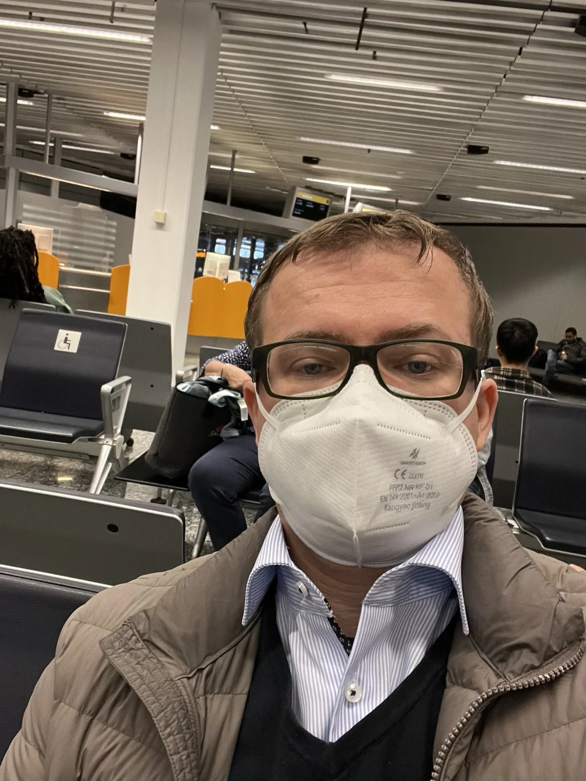 Aleksandr Shestakov at the airport on the way to Nairobi in March 2023