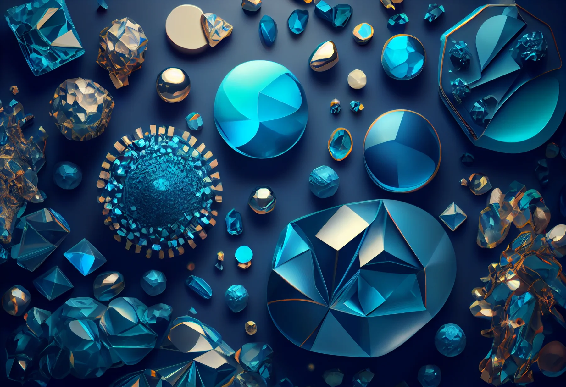 Blue gem-like objects used to illustrate the idea that every event is a gem