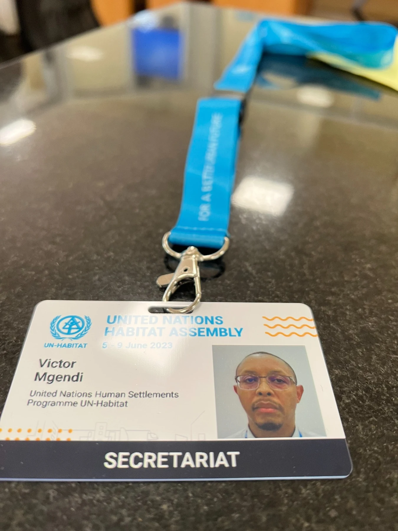 First successful UNHA2 badge printed and attached to a lanyard