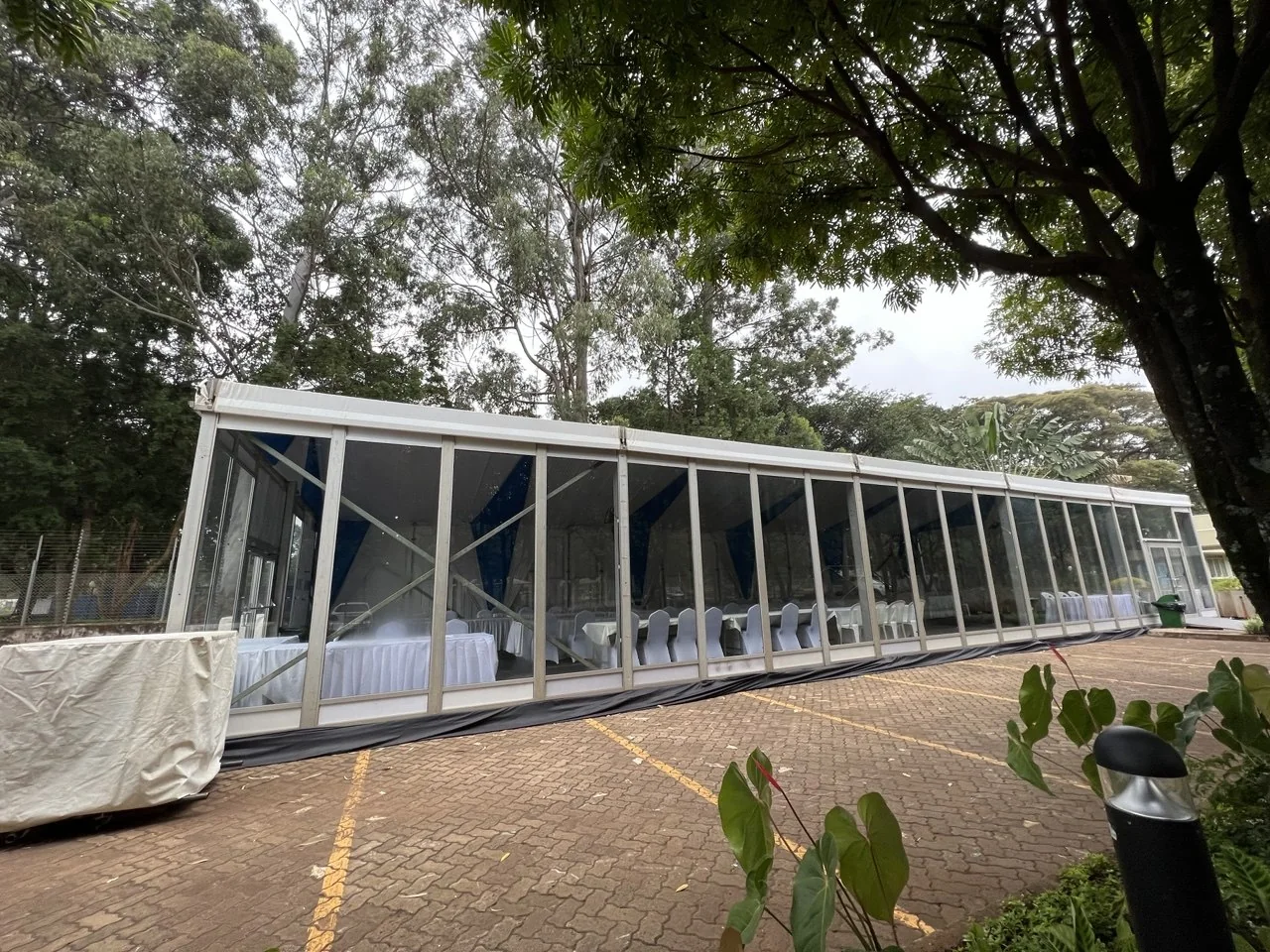 Exterior of the temporary UNHA2 registration tent
