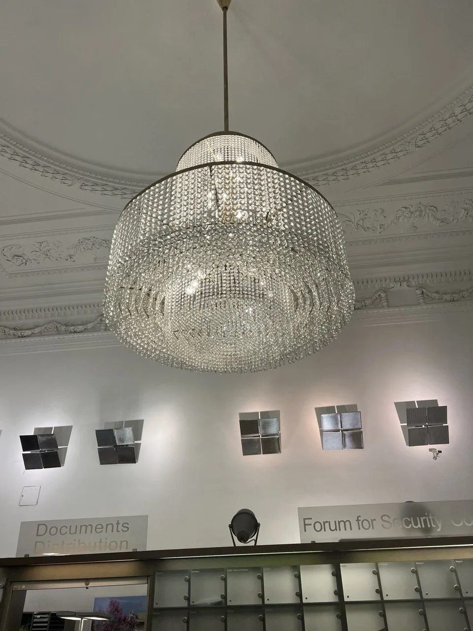 Chandelier and interior detail at the OSCE meeting venue